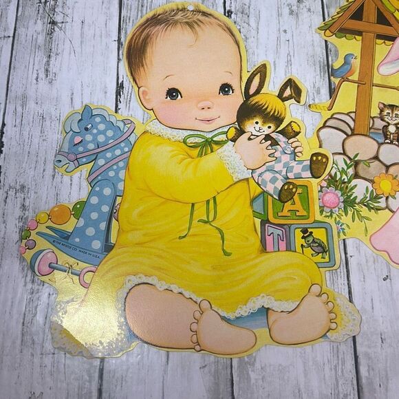 Vintage Spring Die Cut Decoration Beistle Co. Bear Lamb Baby set of 4 Made in US - Picture 4 of 6